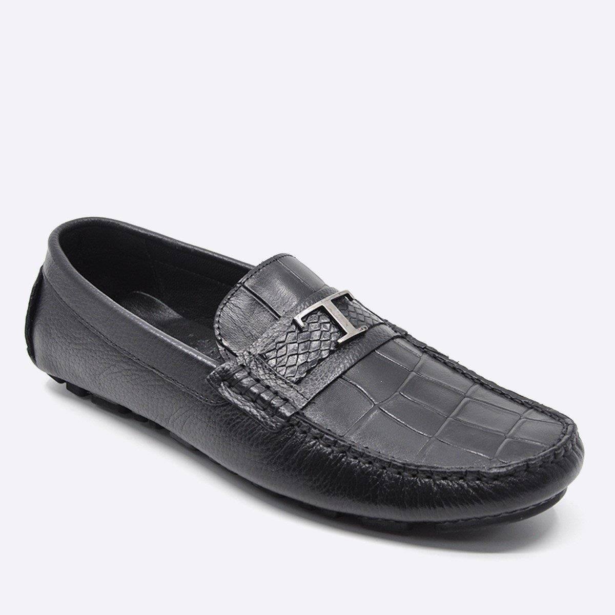 Fosco Yazlık Loafer Erkek Ayakkabı Siyah Anakonda 9847