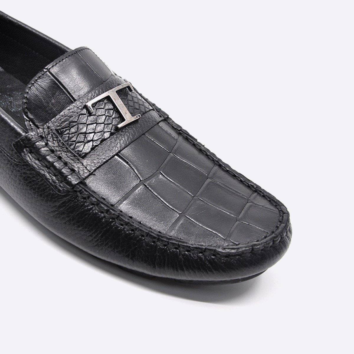 Fosco Yazlık Loafer Erkek Ayakkabı Siyah Anakonda 9847