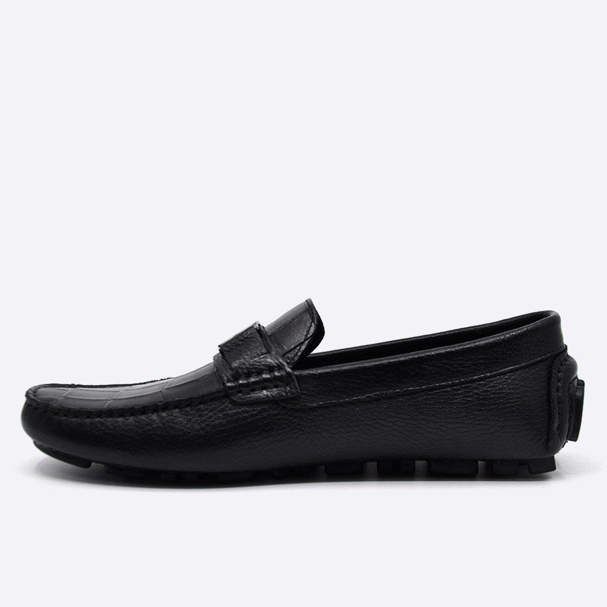 Fosco Yazlık Loafer Erkek Ayakkabı Siyah Kroko 9848