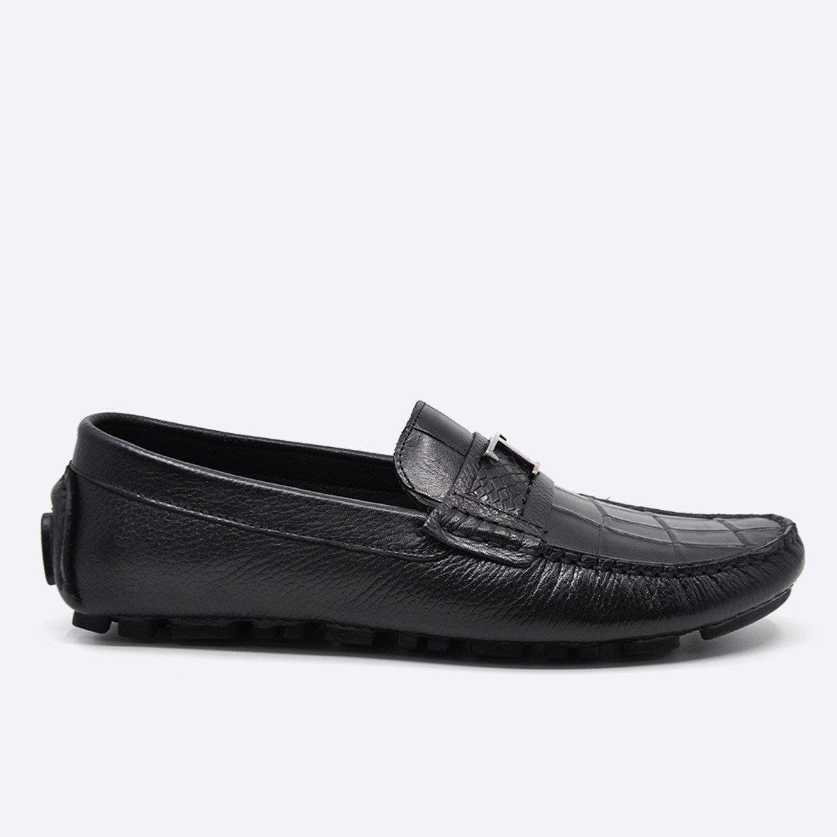 Fosco Yazlık Loafer Erkek Ayakkabı Siyah Anakonda 9847