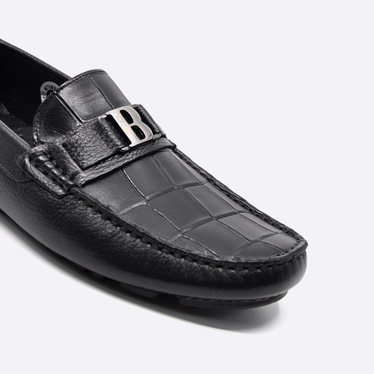 Fosco Yazlık Loafer Erkek Ayakkabı Siyah Kroko 9848