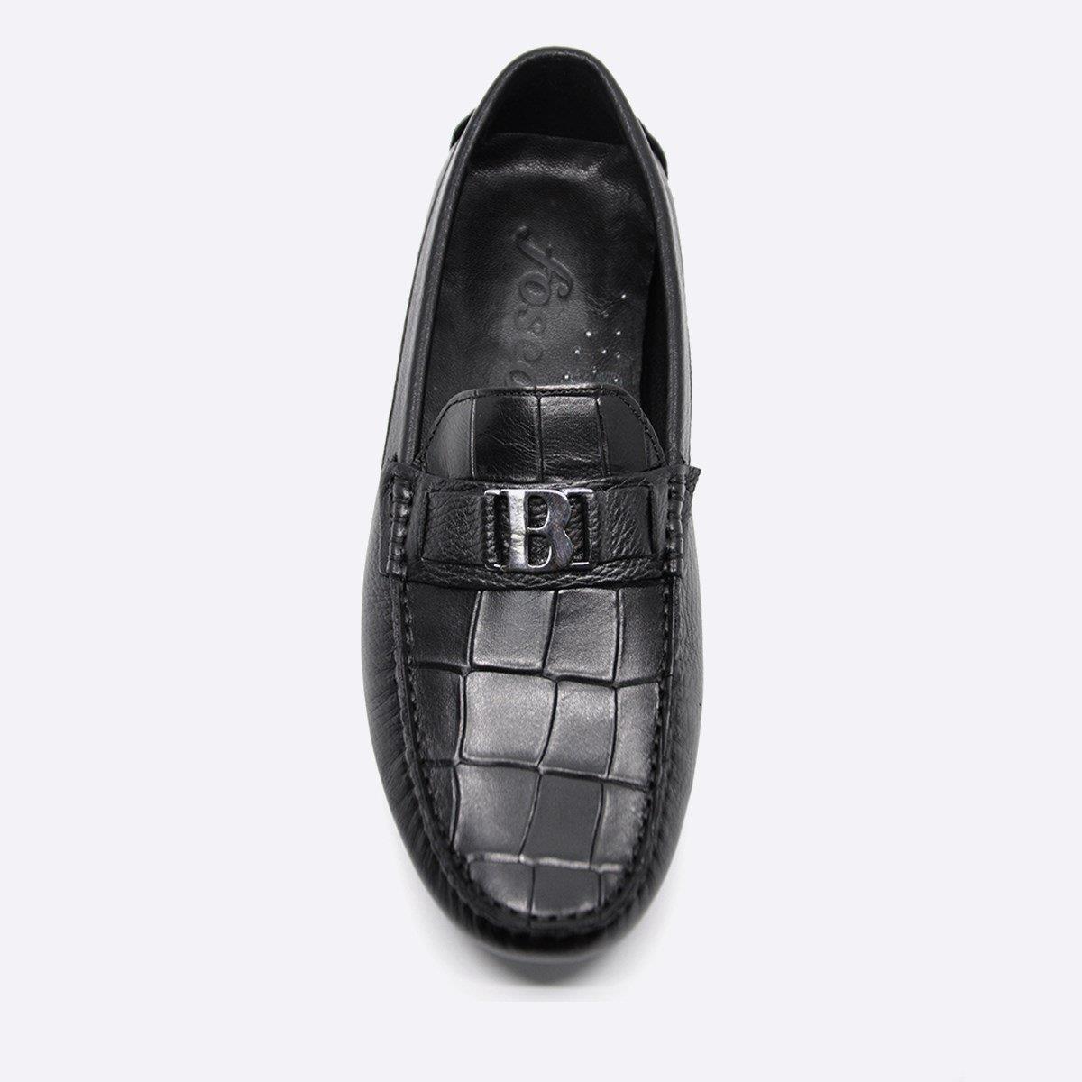 Fosco Yazlık Loafer Erkek Ayakkabı Siyah Kroko 9848