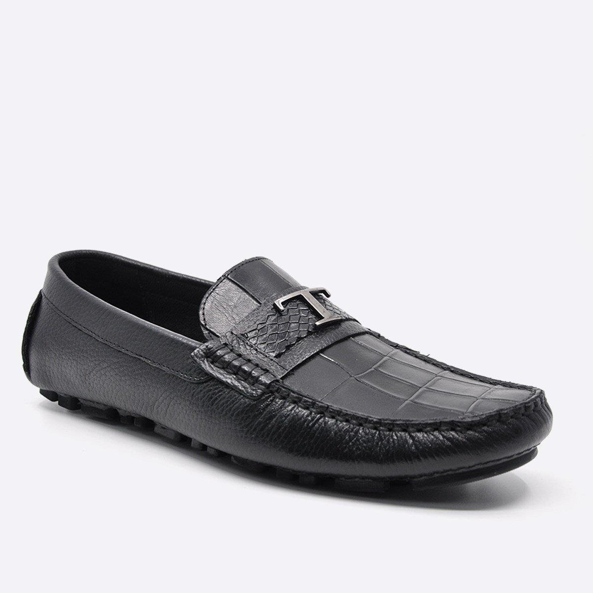 Fosco Yazlık Loafer Erkek Ayakkabı Siyah Anakonda 9847