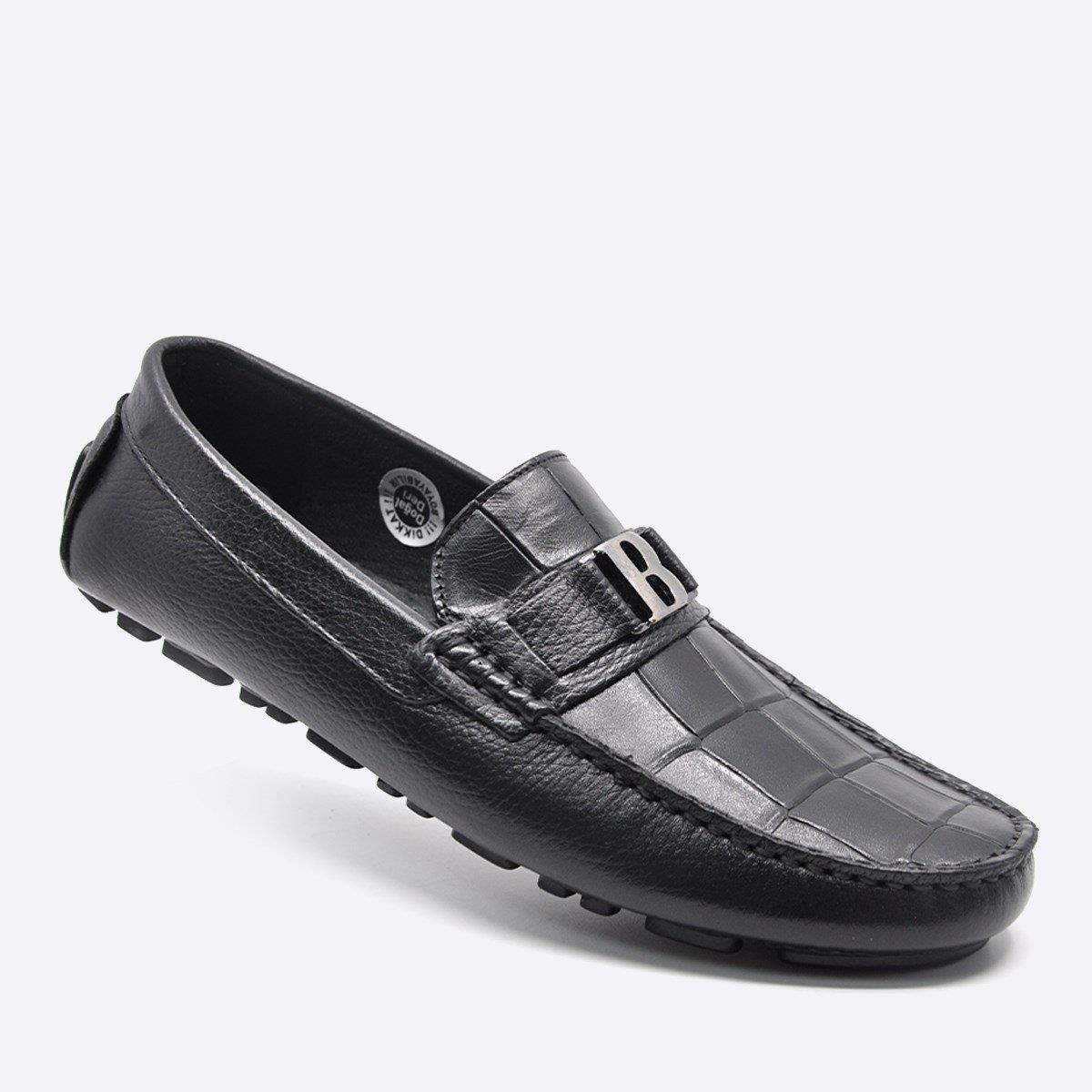 Fosco Yazlık Loafer Erkek Ayakkabı Siyah Kroko 9848