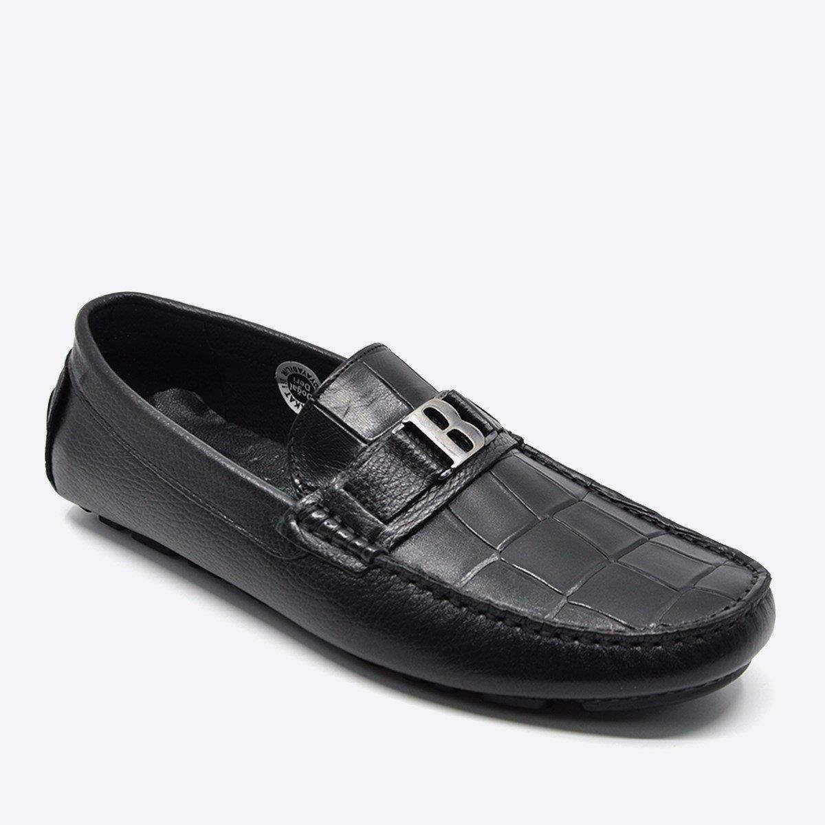 Fosco Yazlık Loafer Erkek Ayakkabı Siyah Kroko 9848