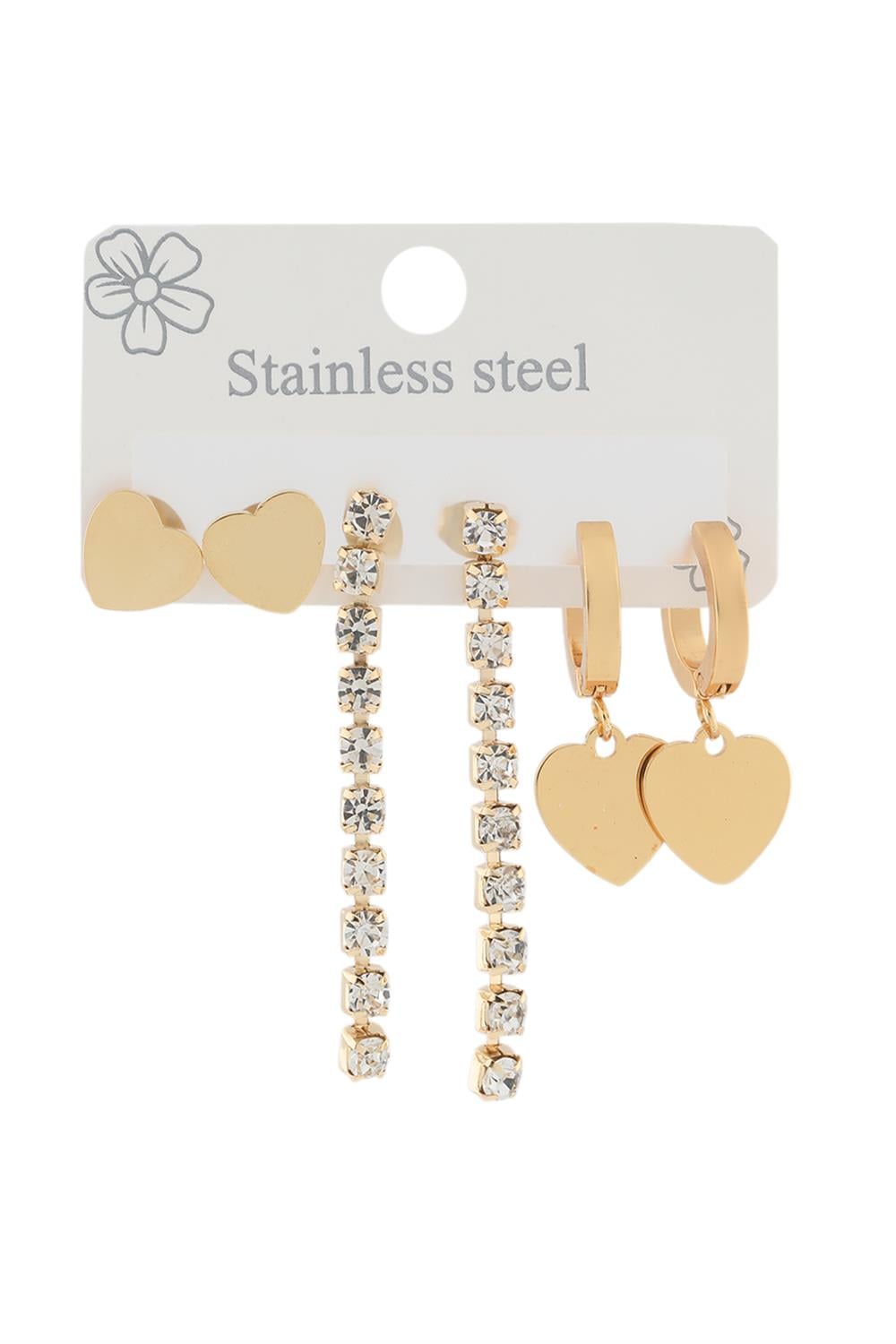 Çelik Altılı Küpe GOLD