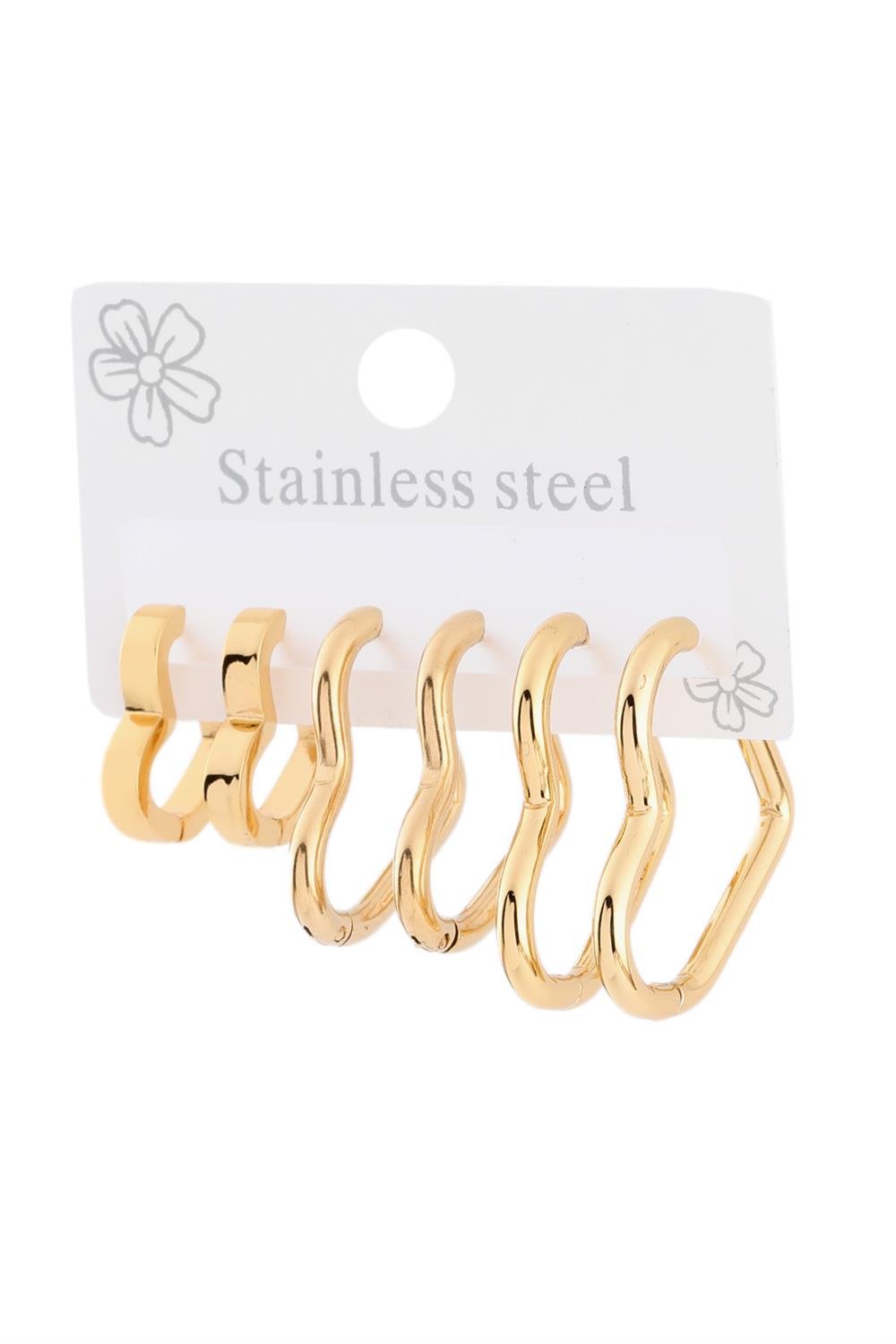 Çelik Altılı Küpe Gold