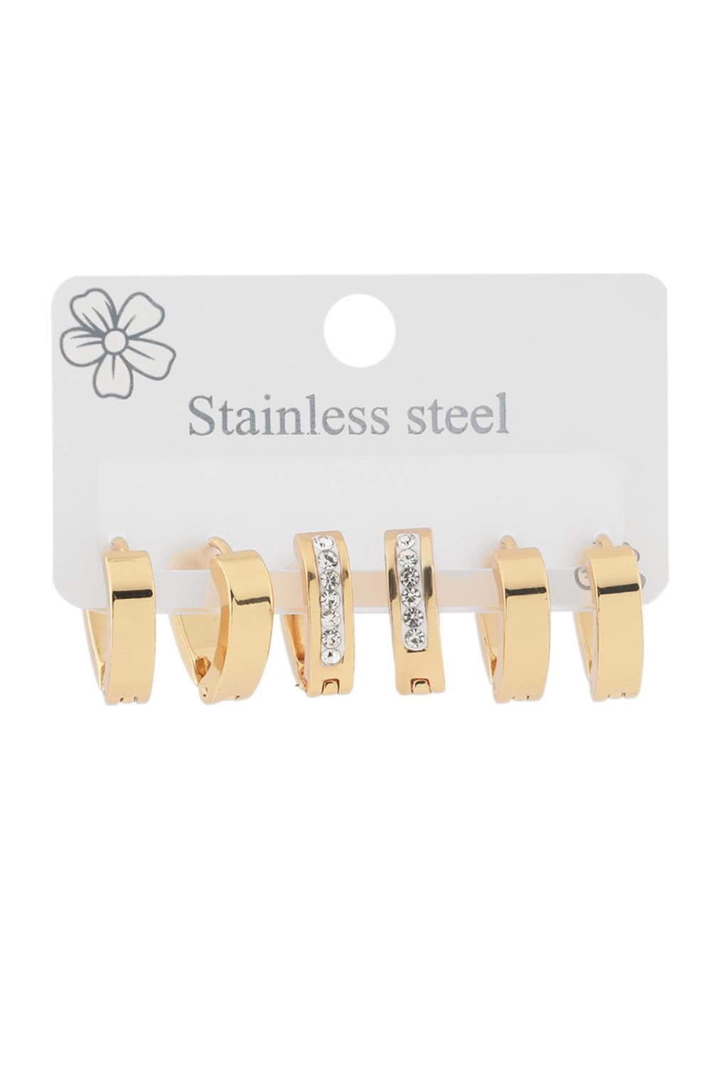 Çelik Altılı Küpe GOLD