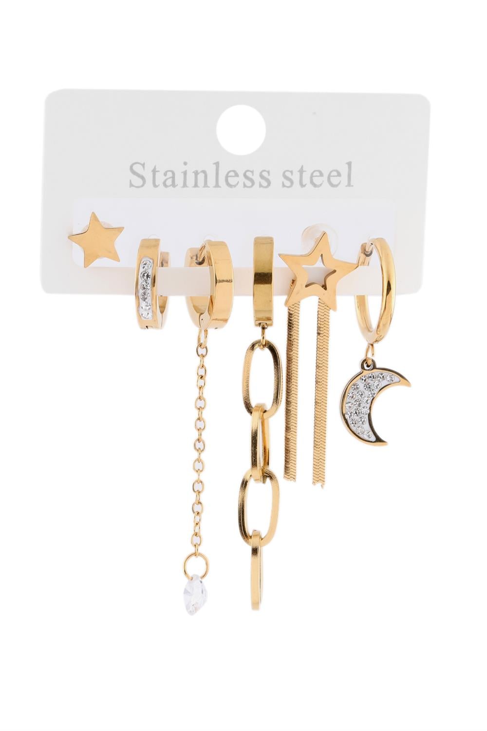 Çelik Altılı Küpe Gold