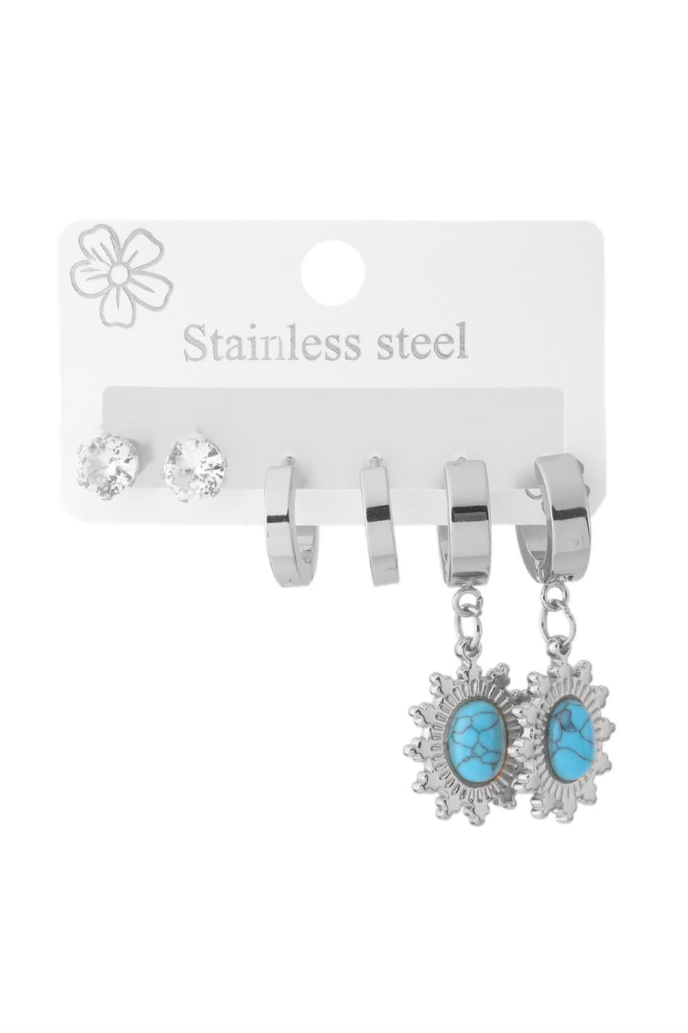 Çelik Altılı Küpe Silver