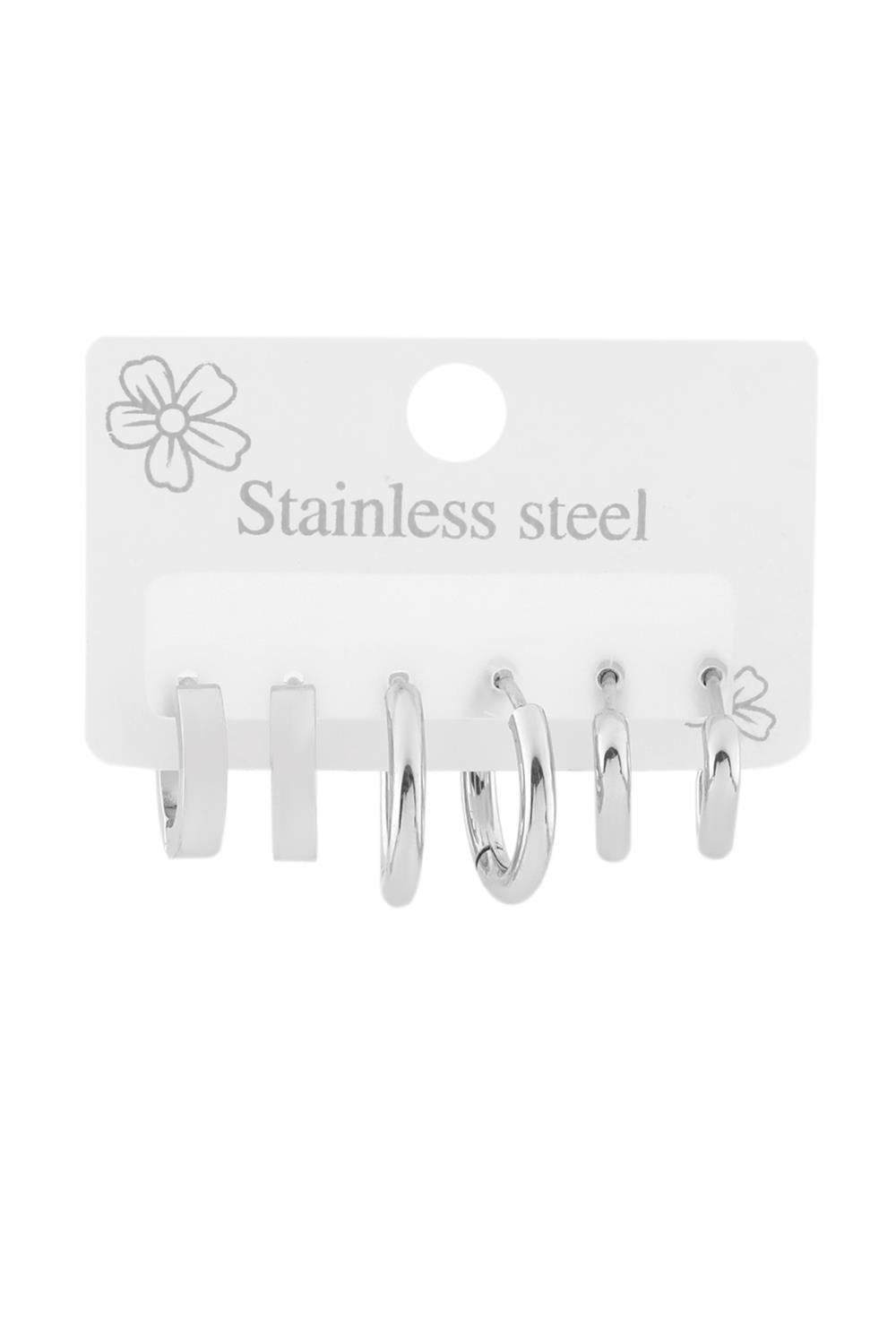 Çelik Altılı Küpe SILVER