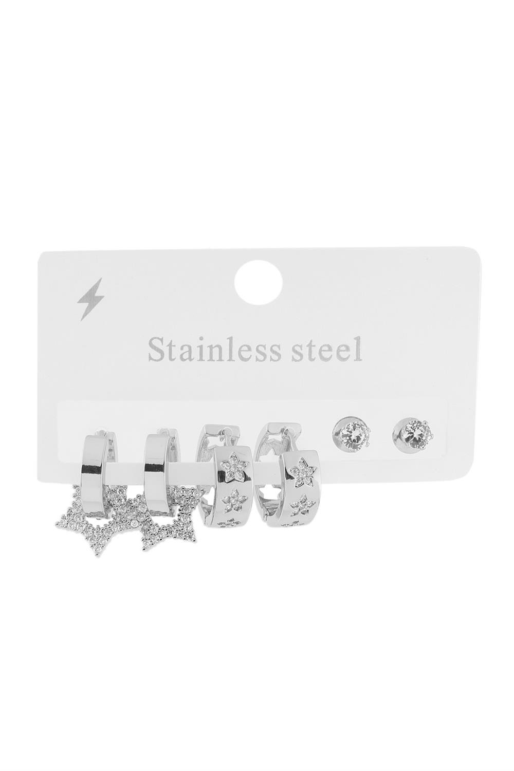 Çelik Altılı Küpe Silver