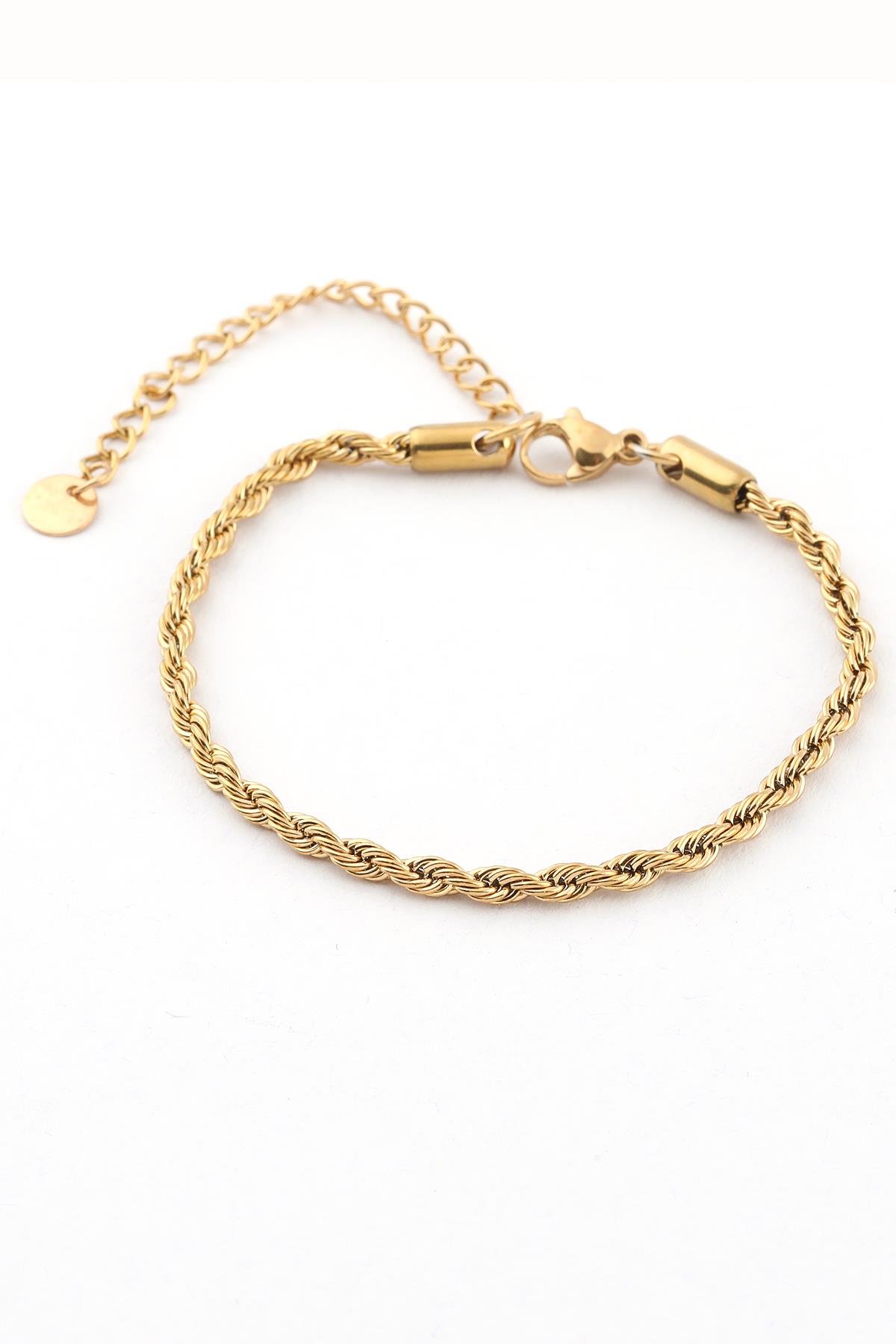 Çelik Burgu Bileklik Gold 2mm