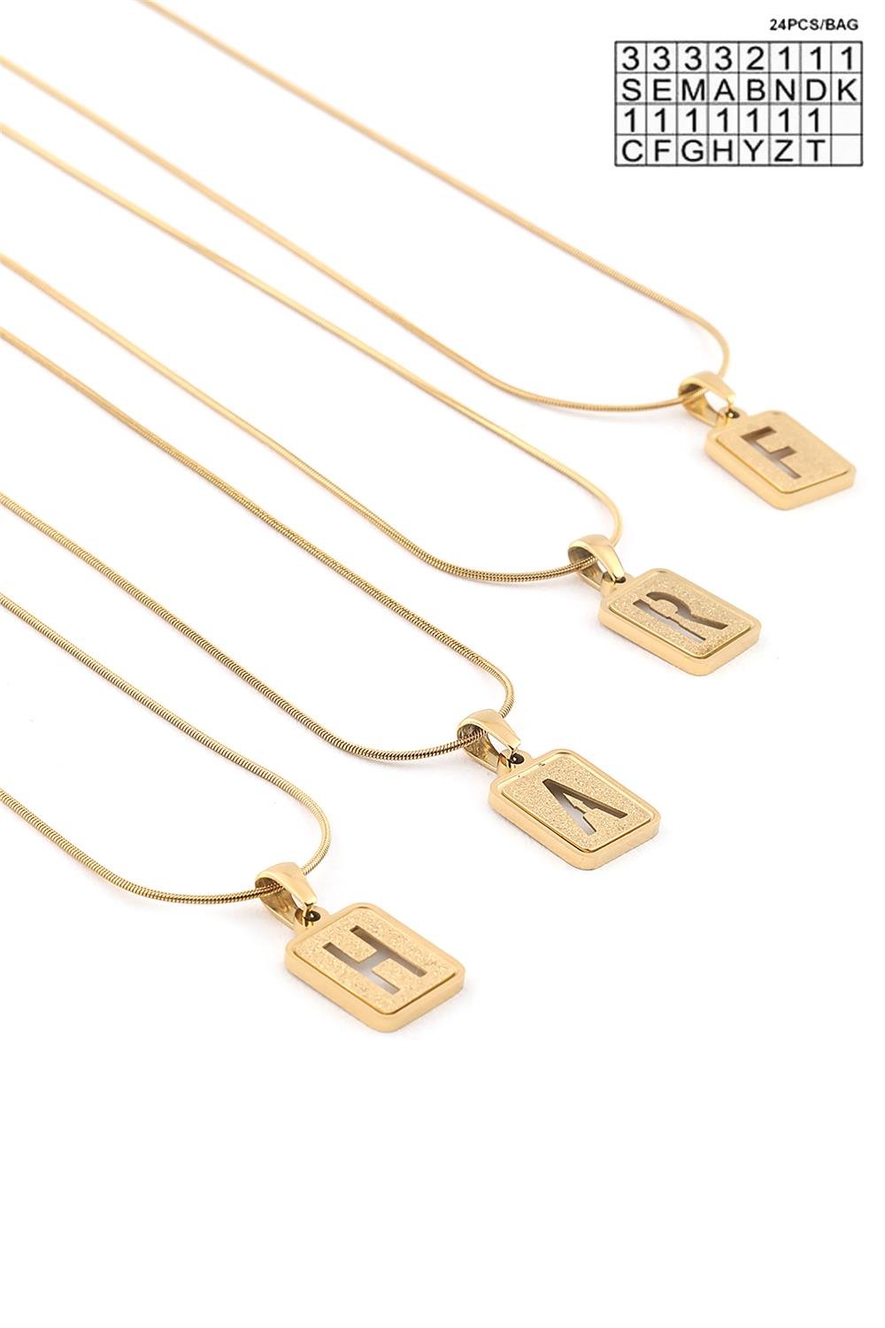Çelik Harf Kolye Gold (24 Adet)