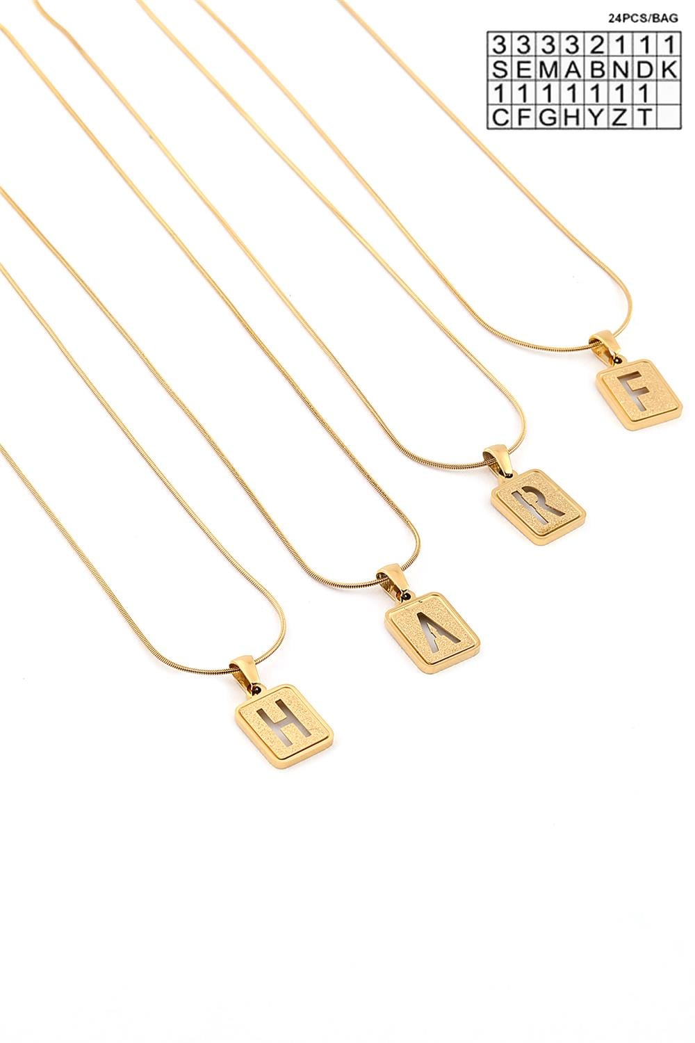 Çelik Harf Kolye Gold (24 Adet)