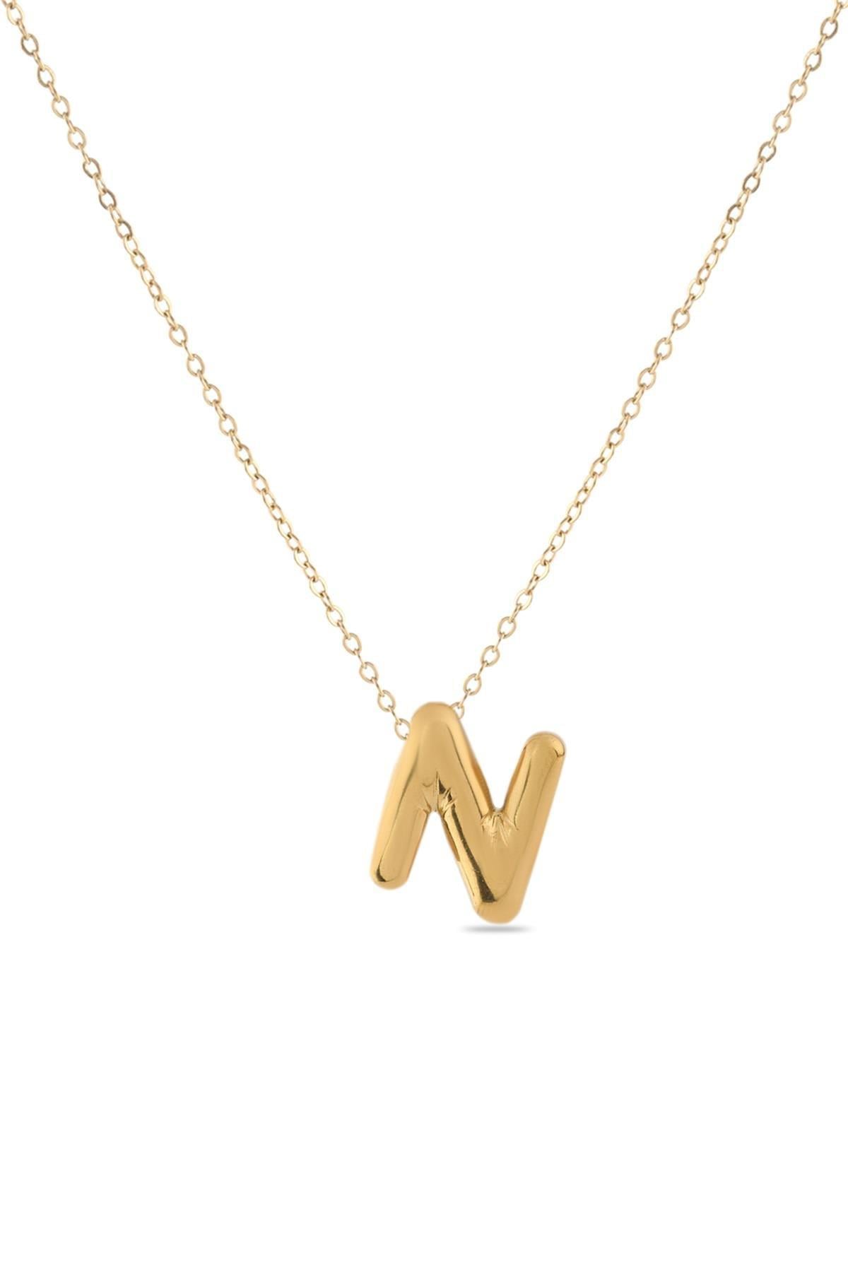 Çelik Harf Kolye GOLD 45cm