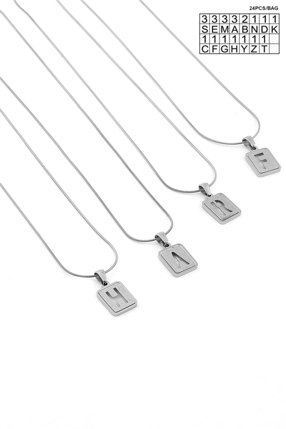 Çelik Harf Kolye Silver (24 Adet)