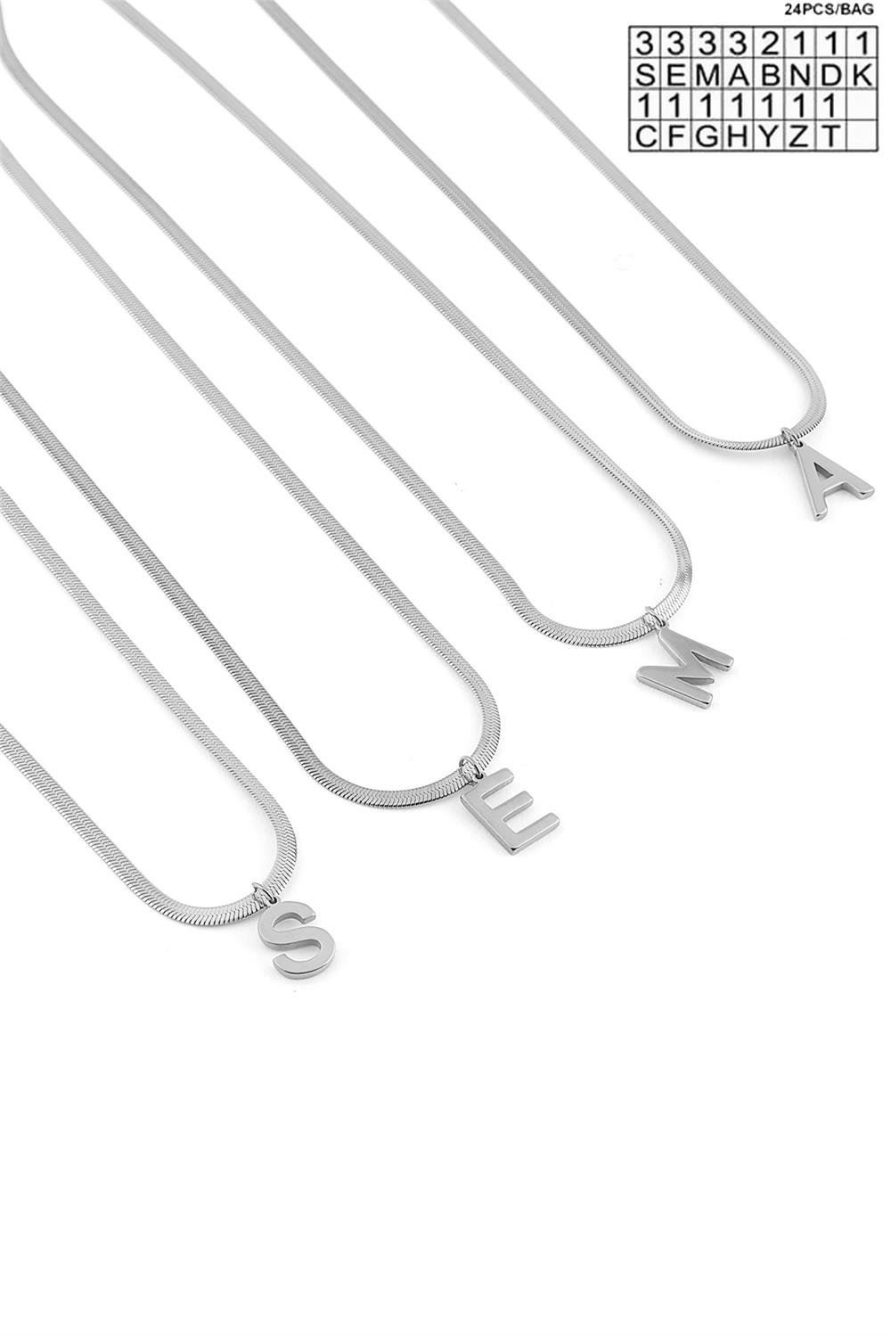 Çelik Harf Kolye Silver (24 Adet)