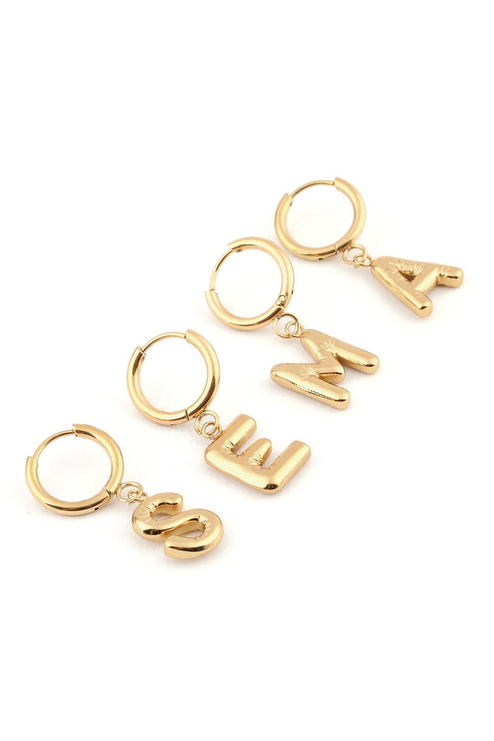 Çelik Harf Küpe Gold (24'Lü)