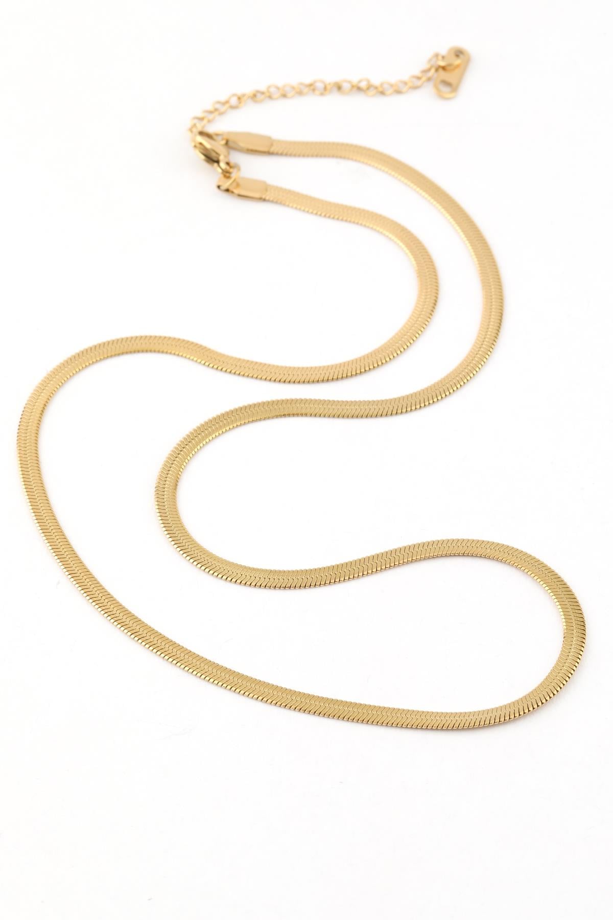 Çelik İtalyan Kolye Gold 45cm