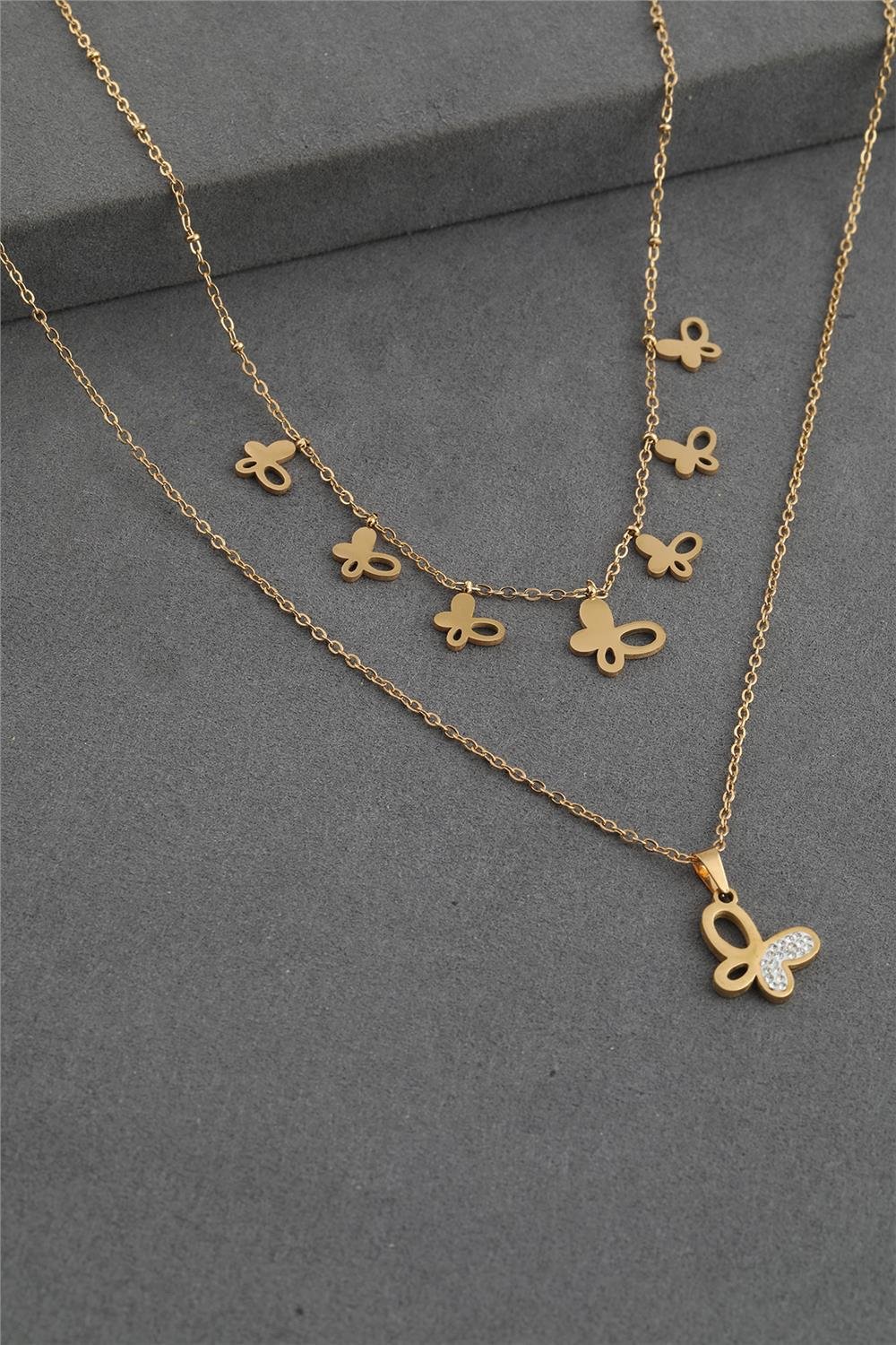 Çelik Kolye Gold 45 cm
