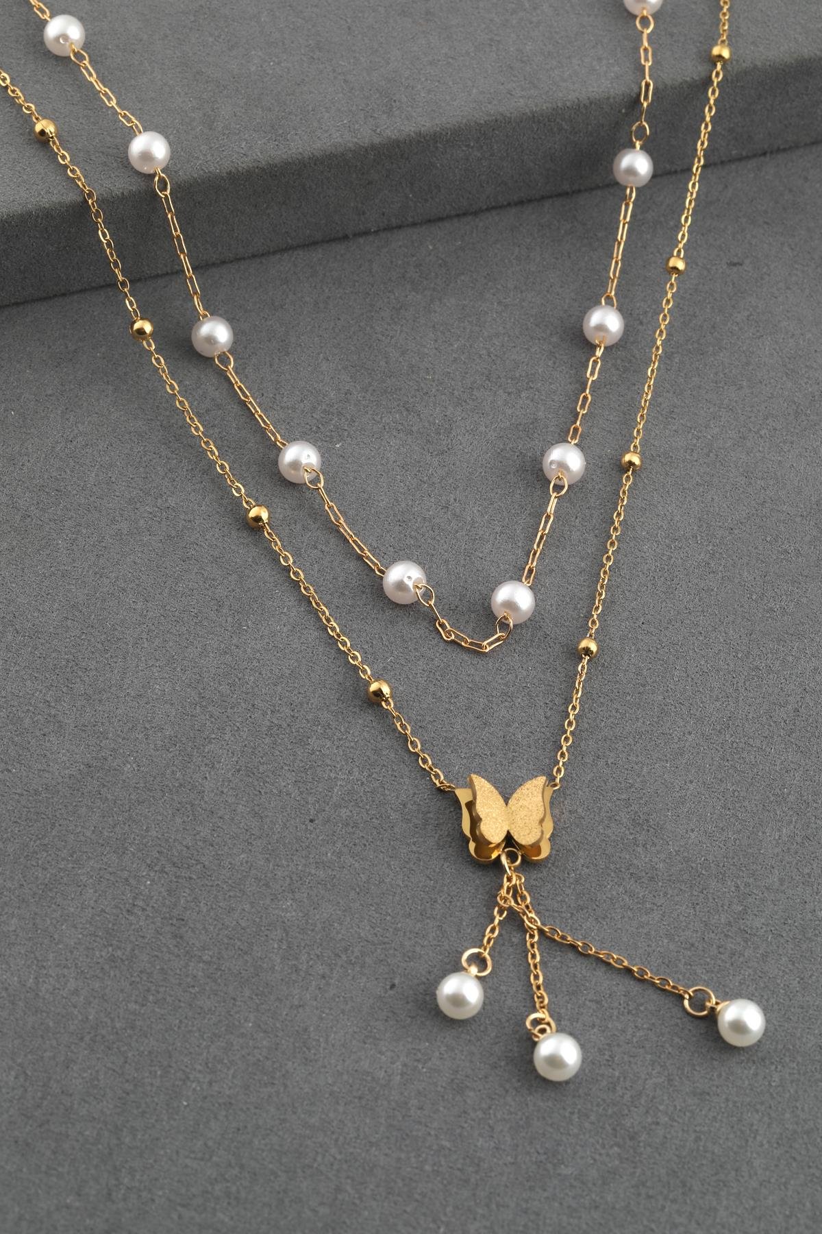 Çelik Kolye Gold 45 cm