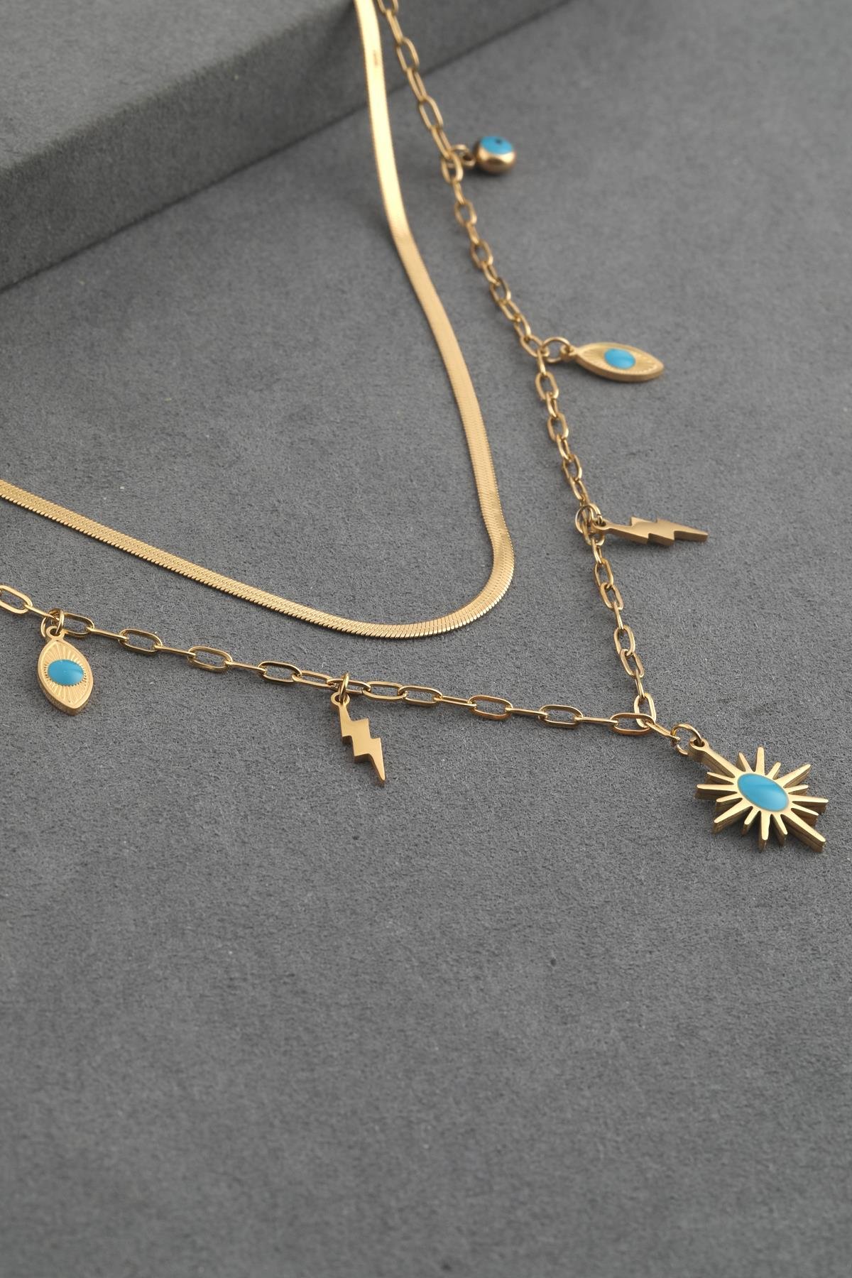 Çelik Kolye Gold 45 cm