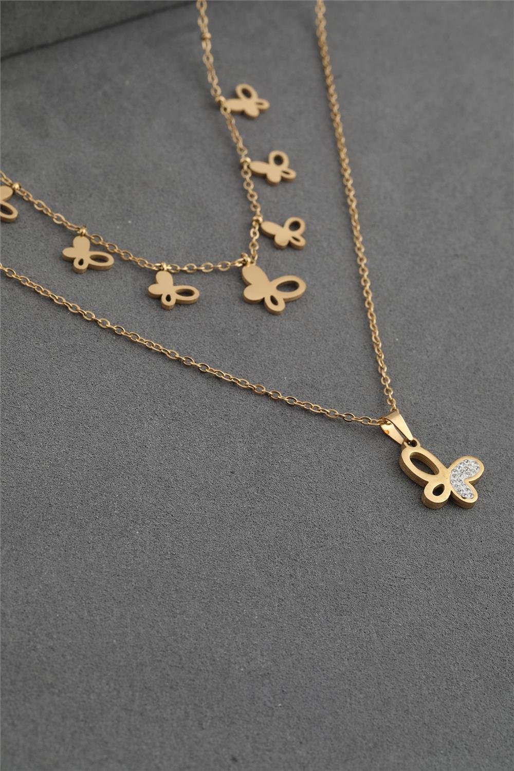 Çelik Kolye Gold 45 cm