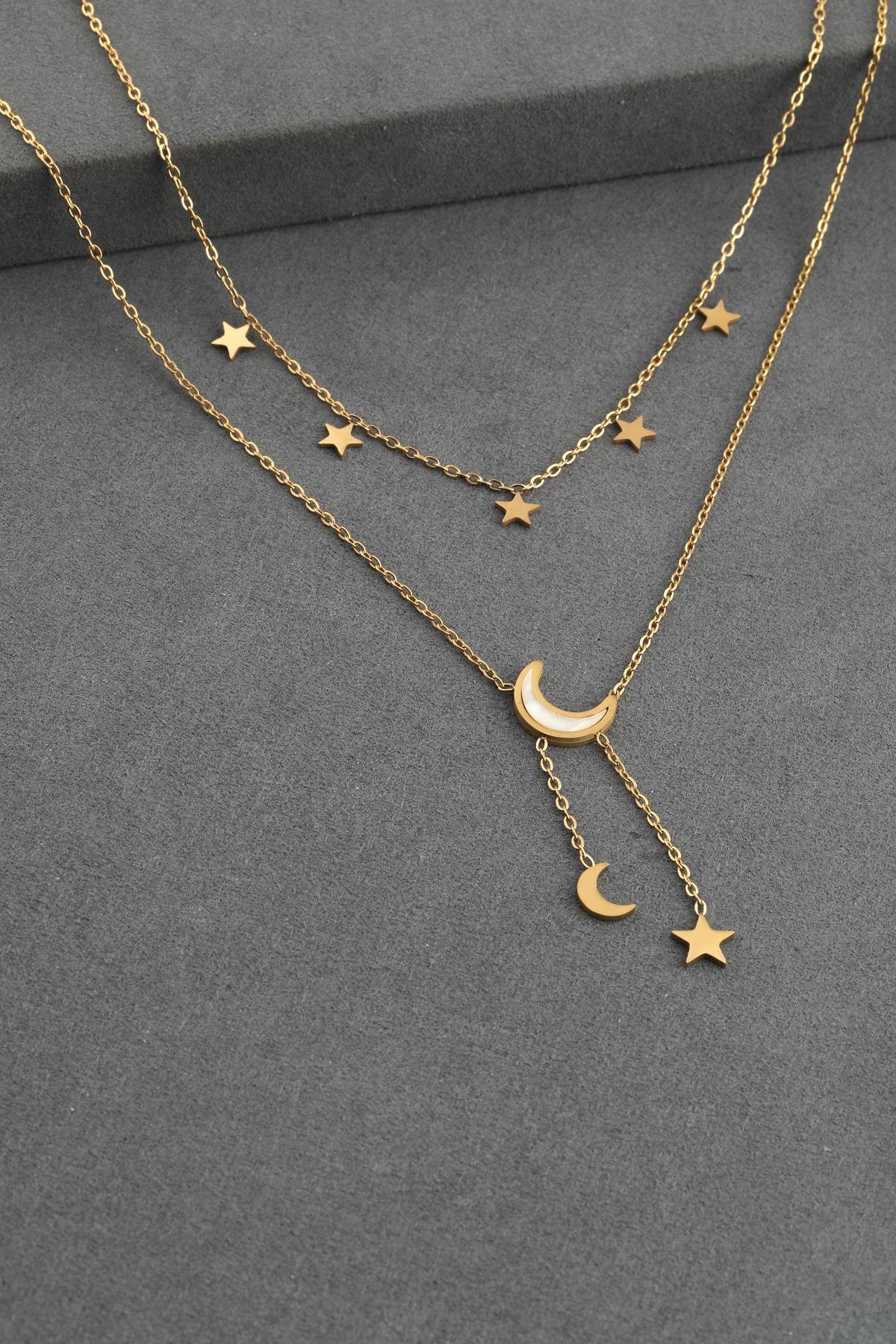 Çelik Kolye Gold 45 cm
