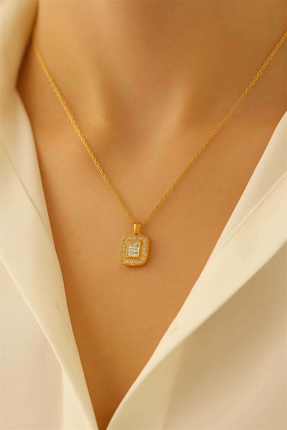Çelik Kolye Gold 45cm