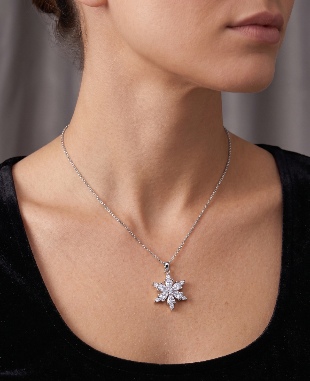 Çelik Lotus Çiçeği Kolye SILVER 45cm