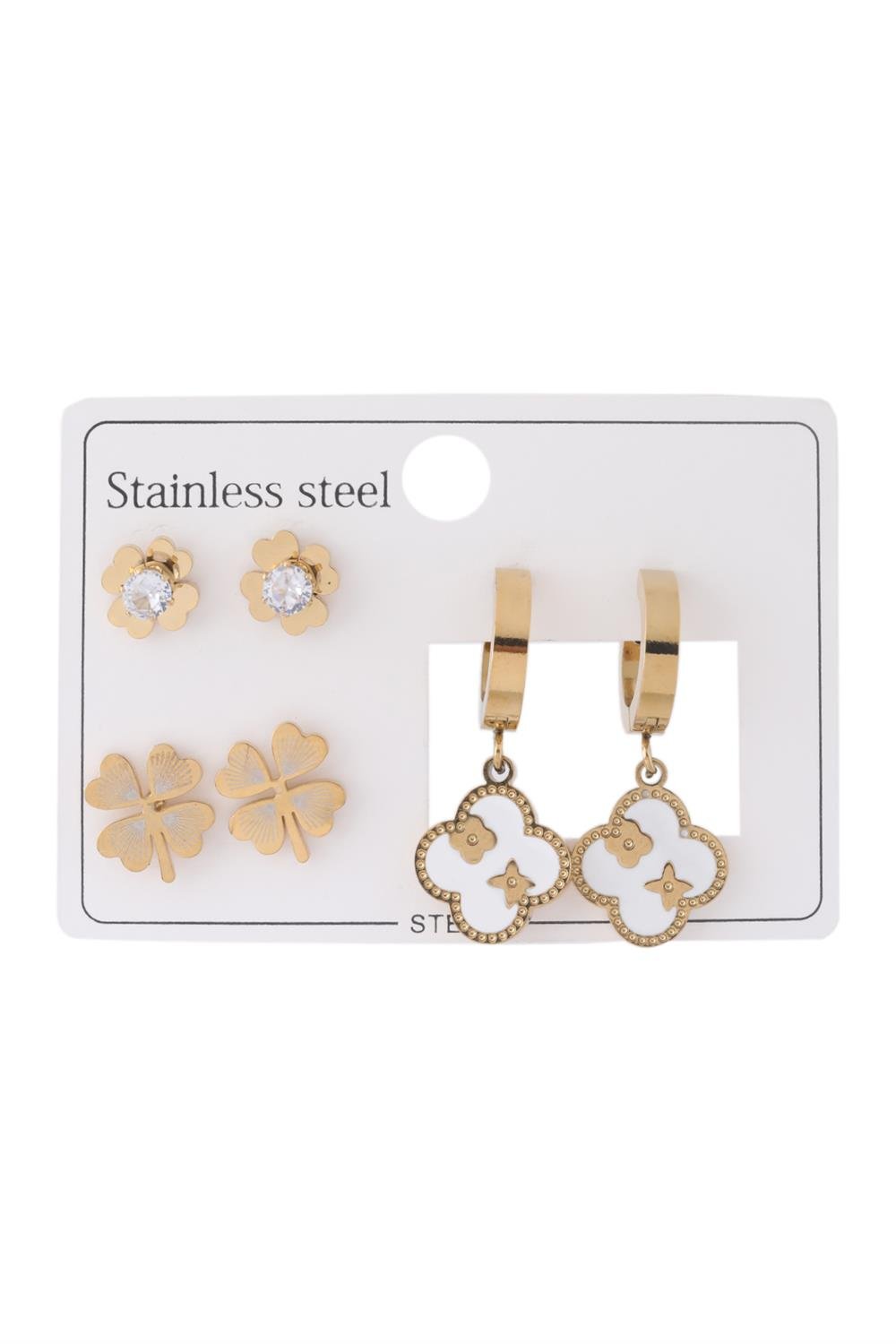 Çelik Set Küpe Gold