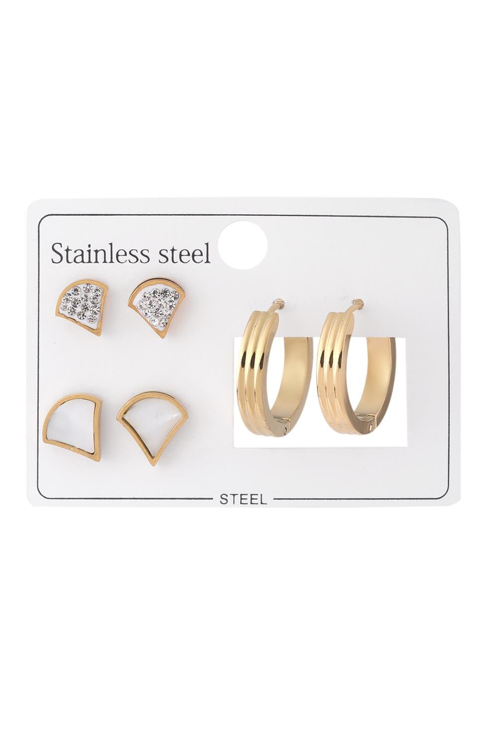 Çelik Set Küpe Gold