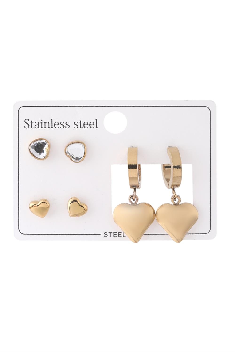 Çelik Set Küpe Gold