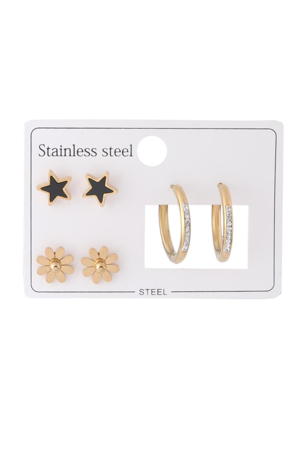 Çelik Set Küpe Gold