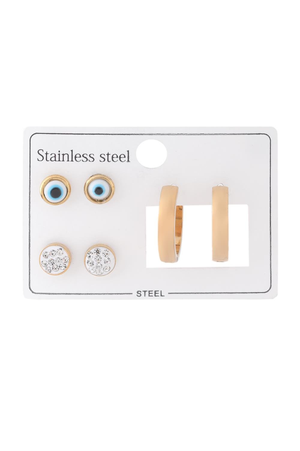 Çelik Set Küpe Gold