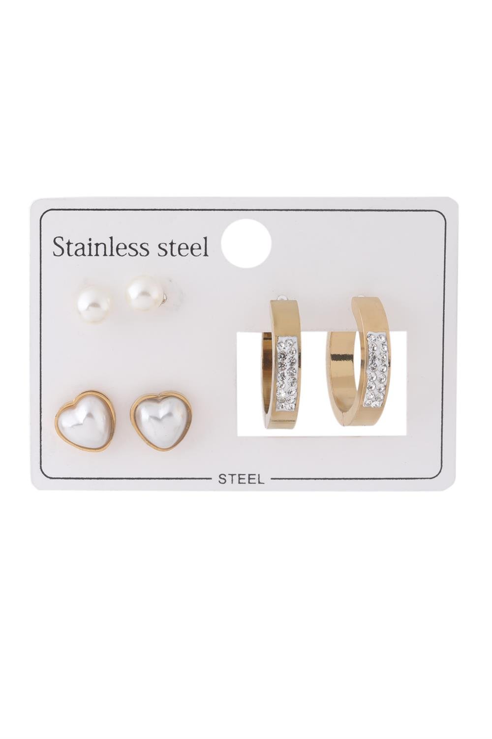 Çelik Set Küpe Gold