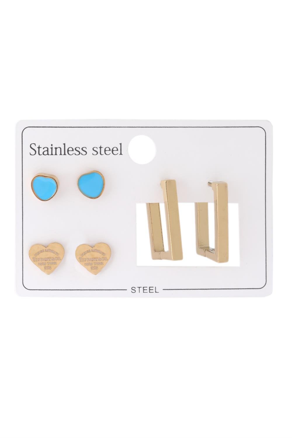 Çelik Set Küpe Gold