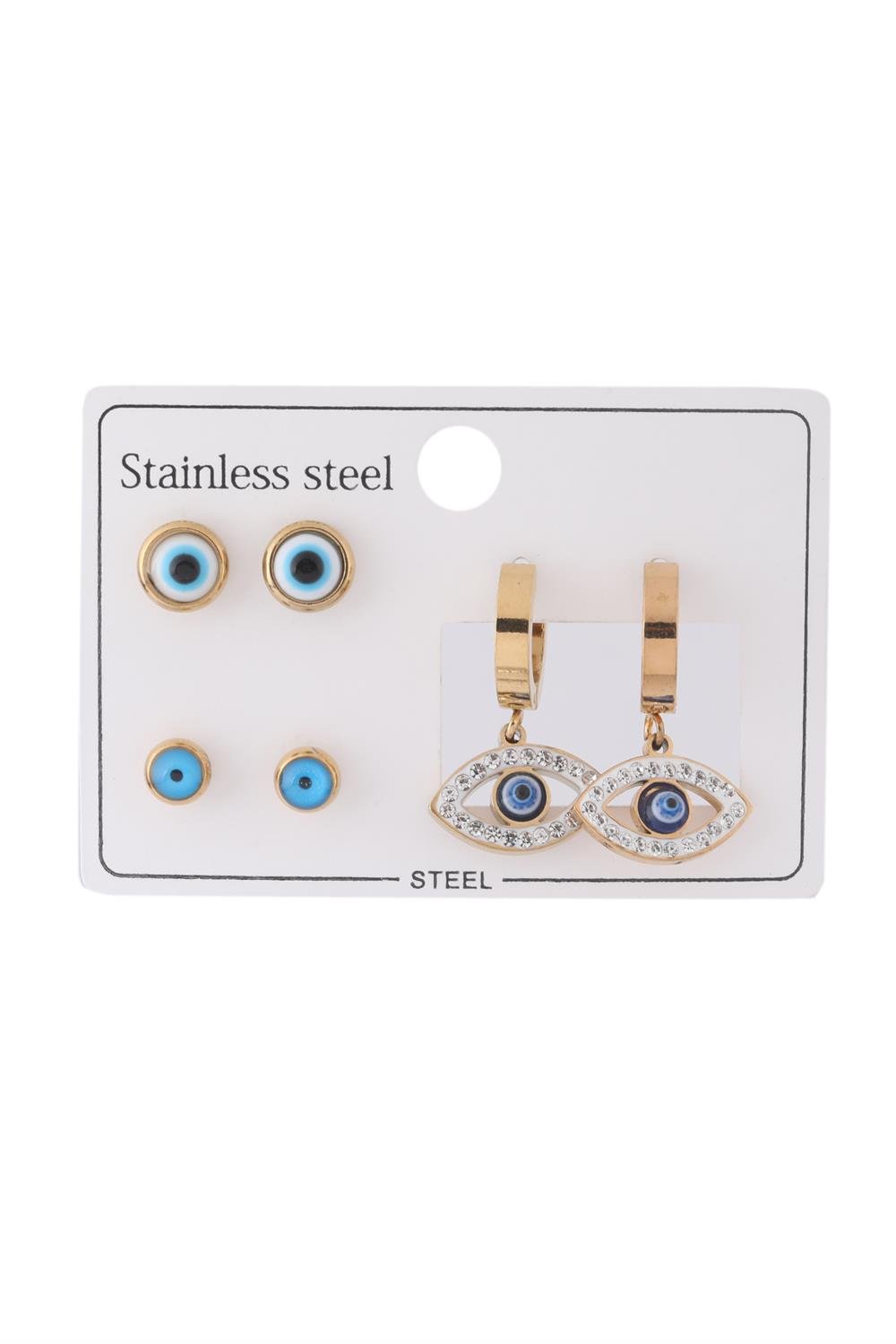 Çelik Set Küpe Gold