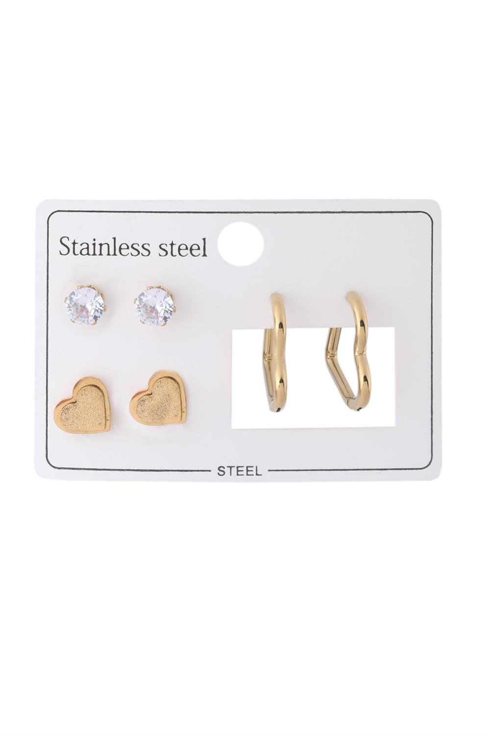 Çelik Set Küpe Gold