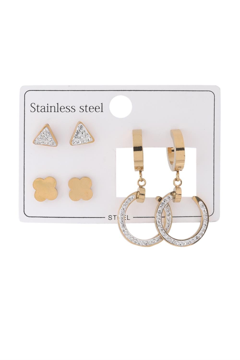 Çelik Set Küpe Gold