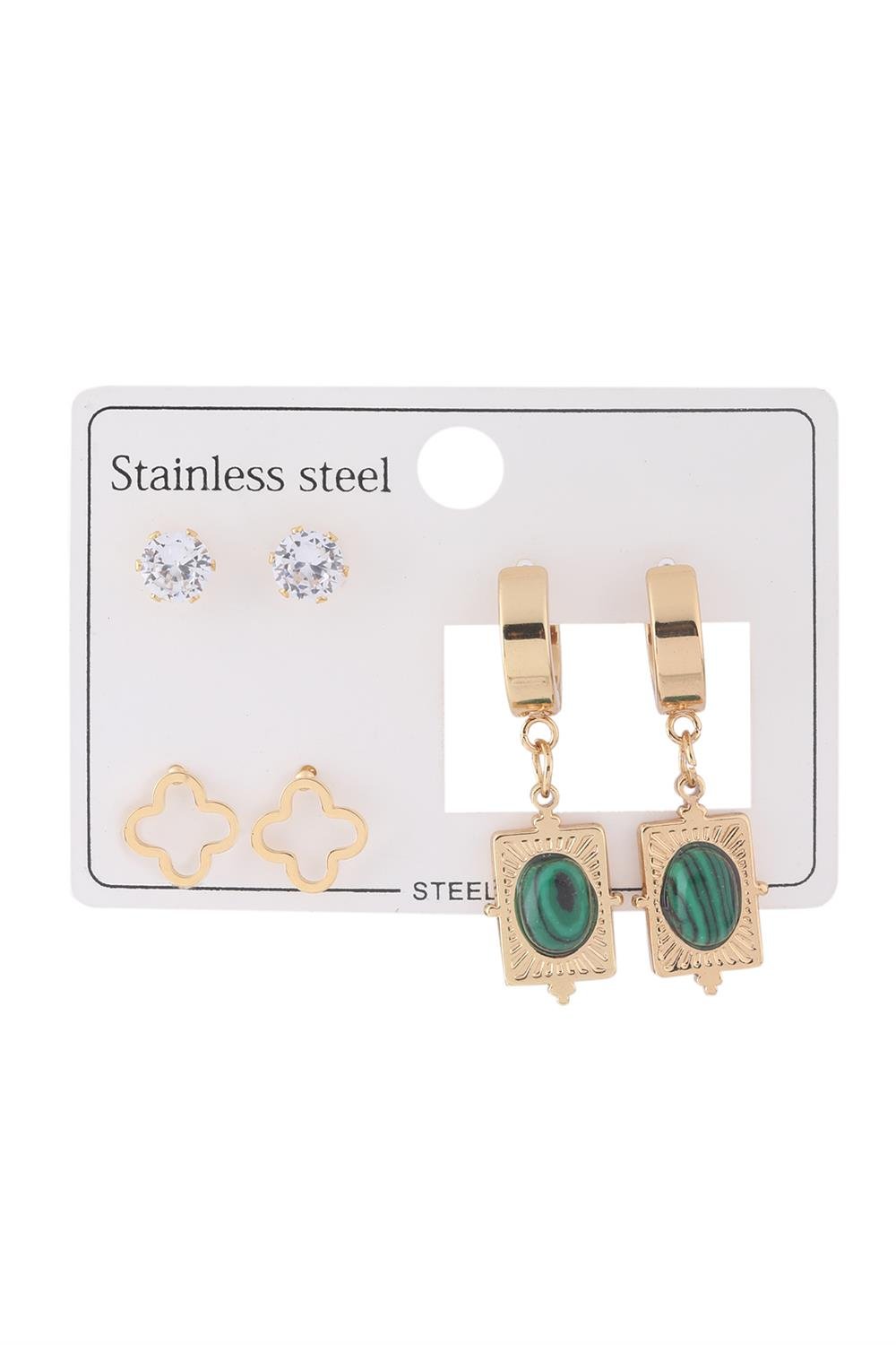 Çelik Set Küpe Gold