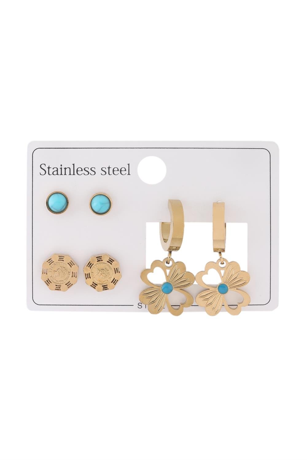 Çelik Set Küpe Gold