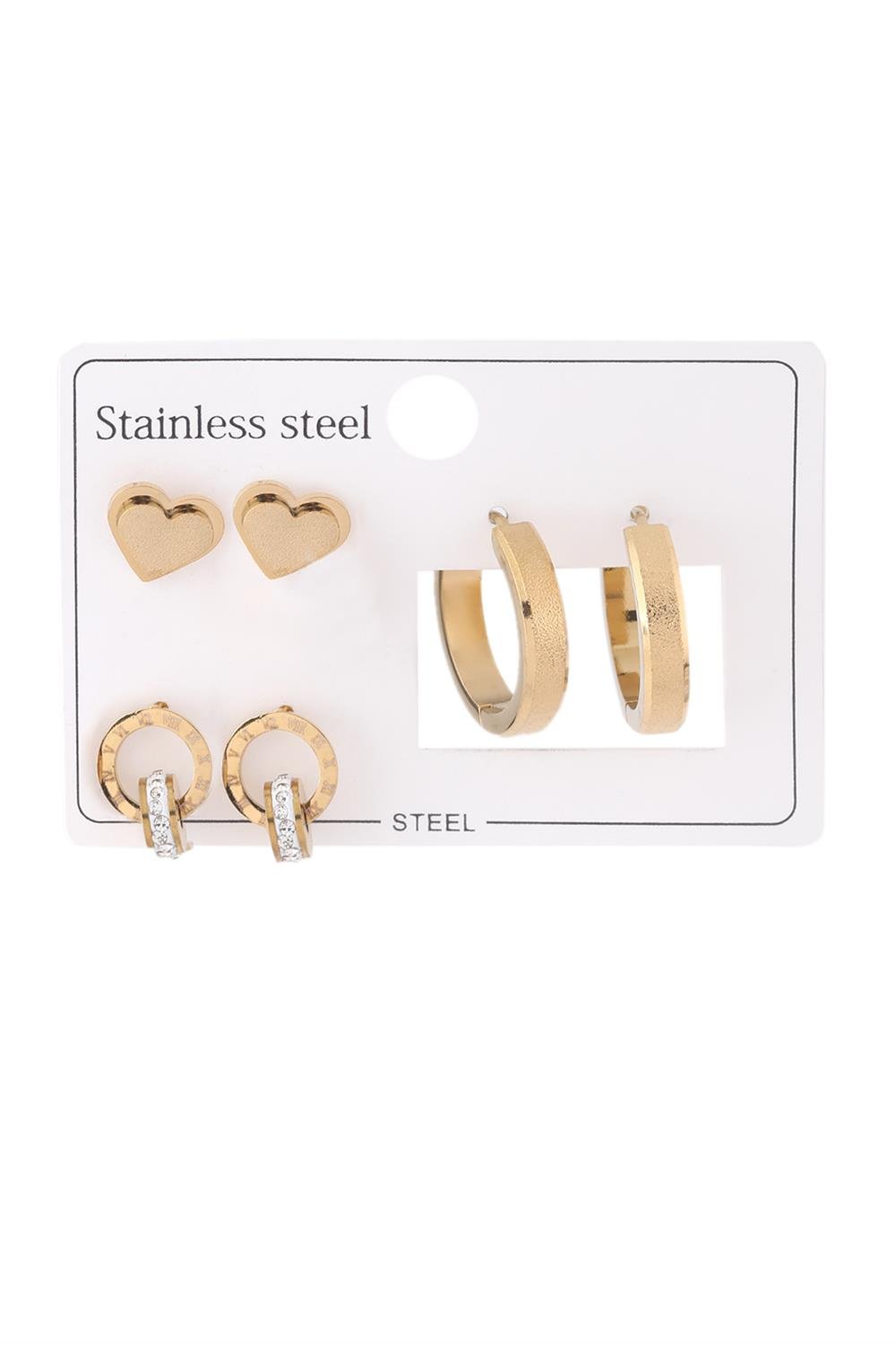 Çelik Set Küpe Gold