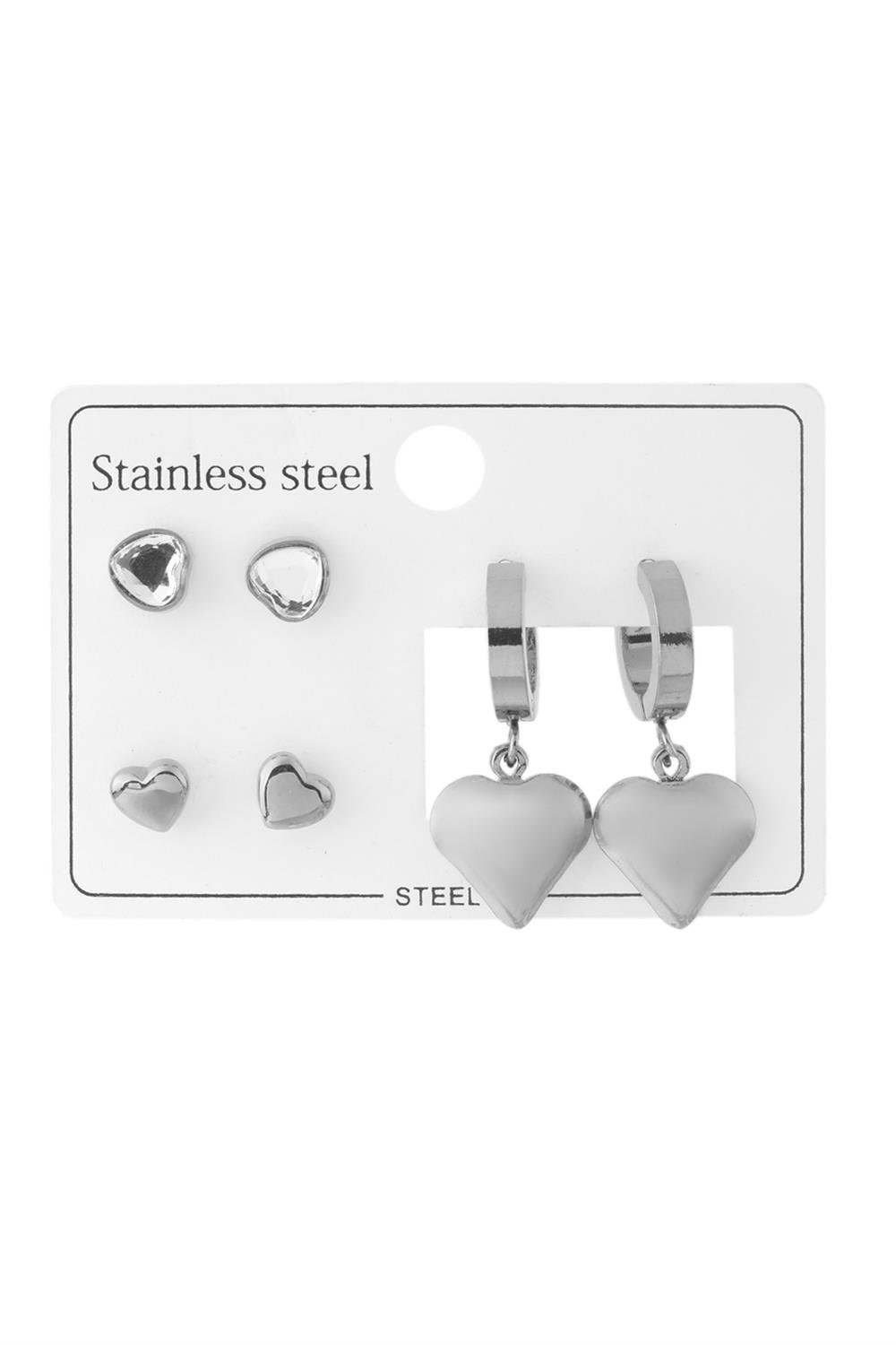 Çelik Set Küpe Silver