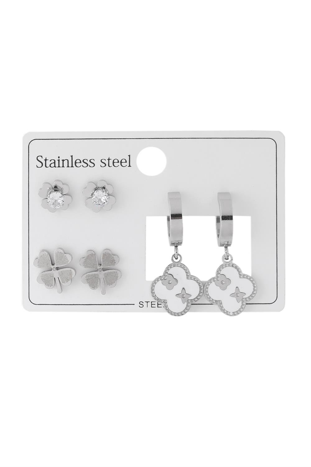 Çelik Set Küpe Silver