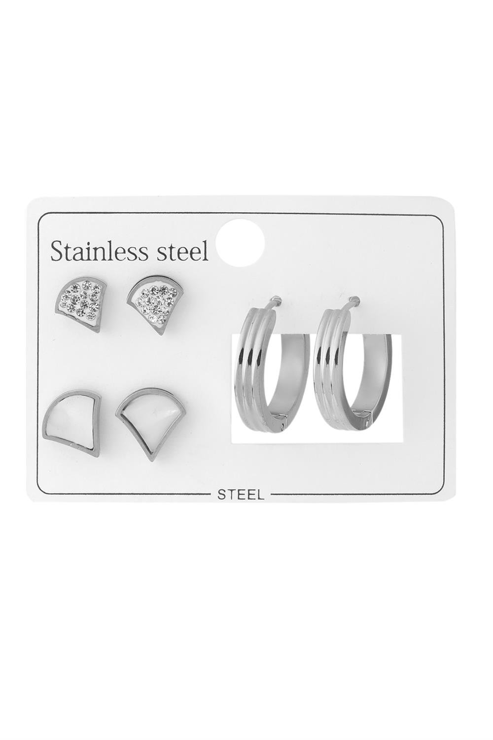 Çelik Set Küpe Silver