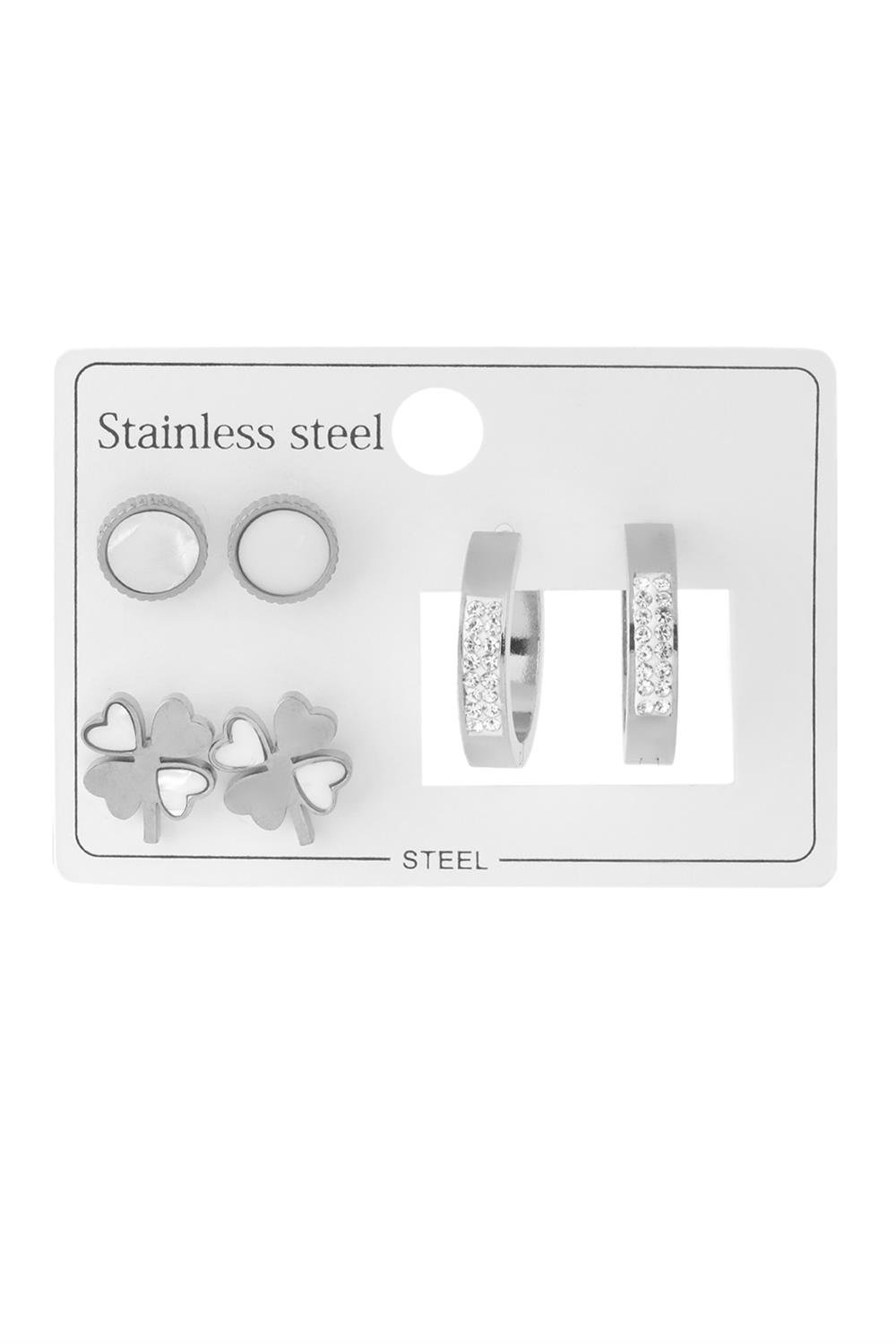 Çelik Set Küpe Silver