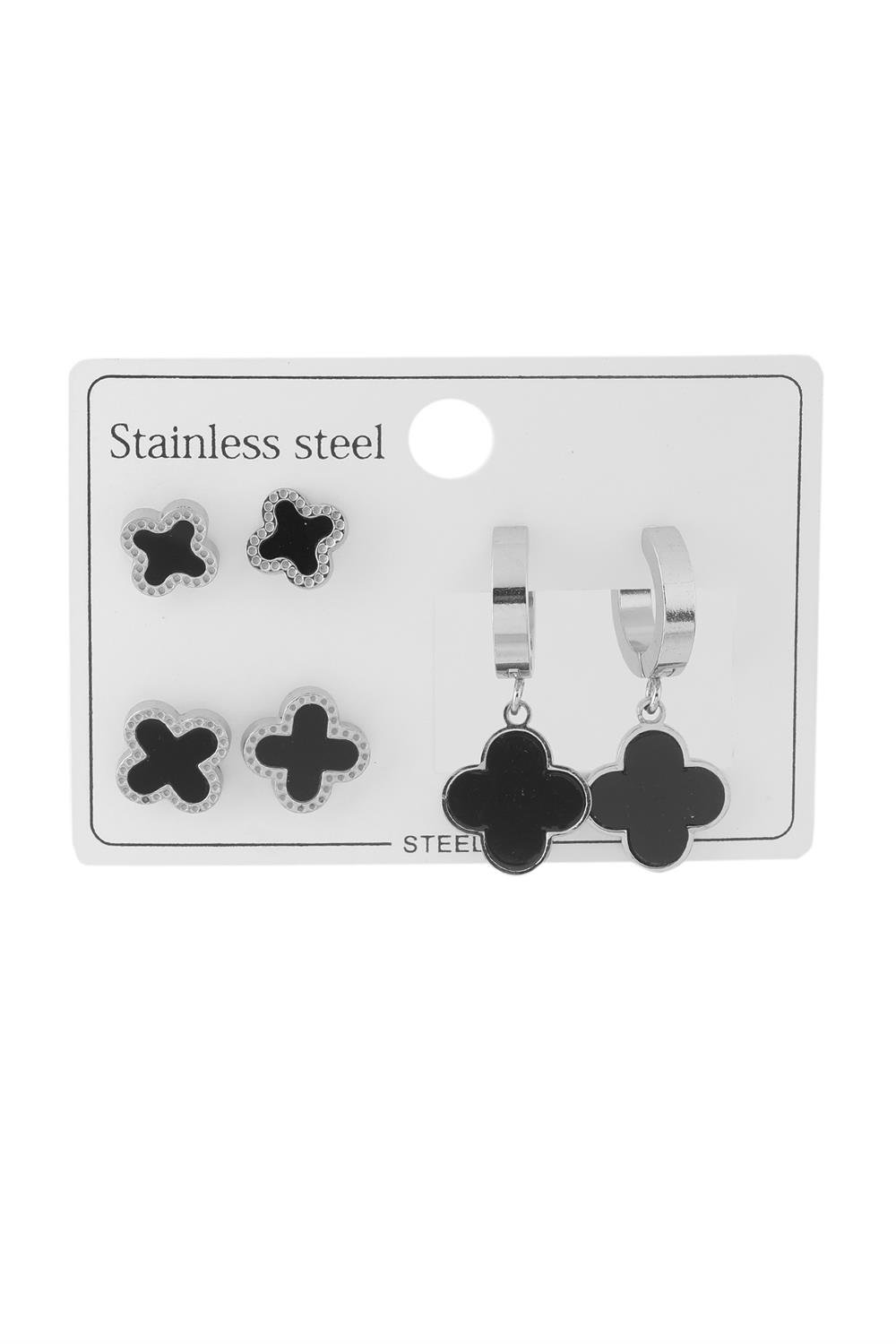 Çelik Set Küpe Silver