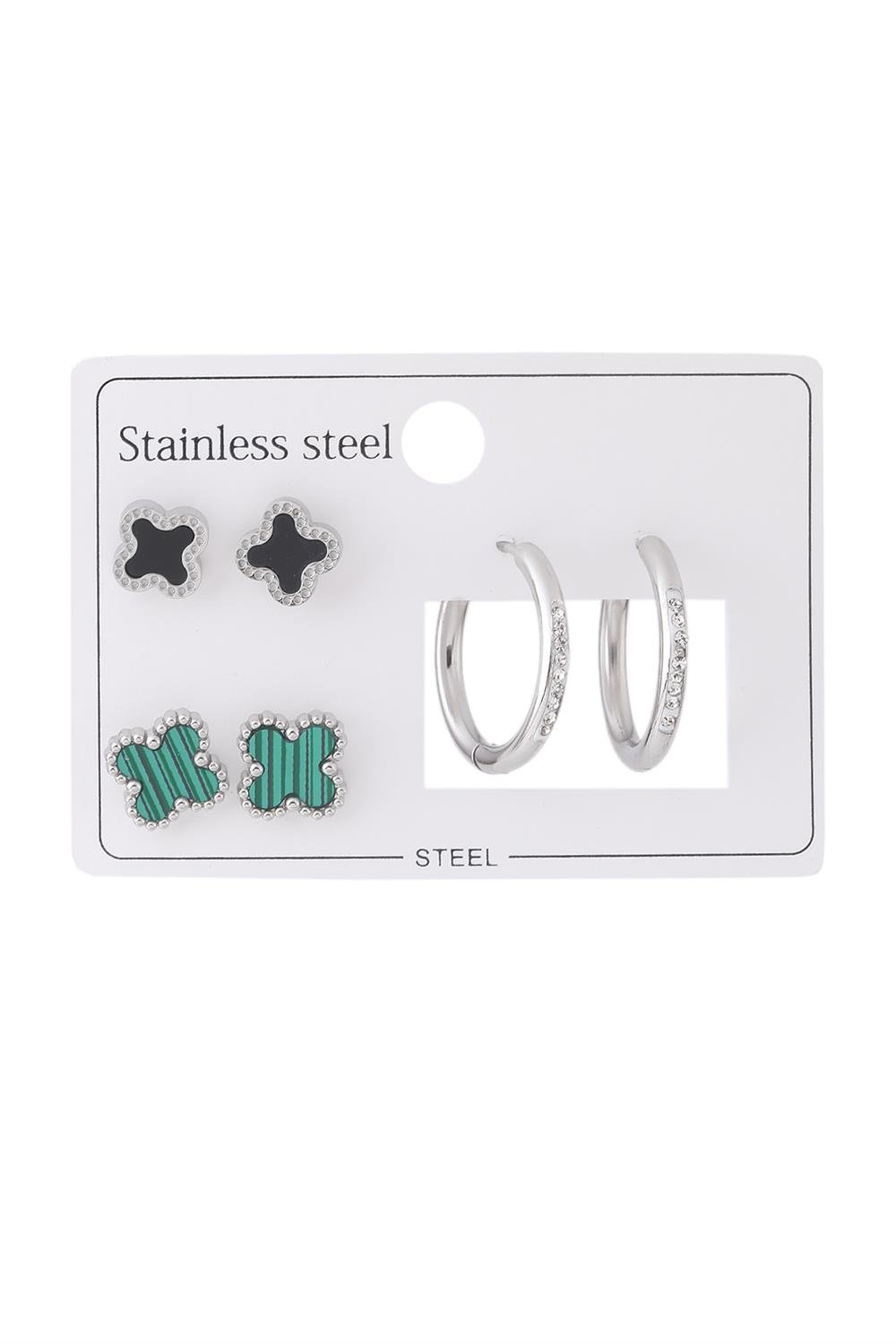 Çelik Set Küpe Silver